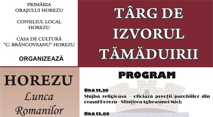 Programul Târgului Popular „Izvorul Tămăduirii” Horezu 2019