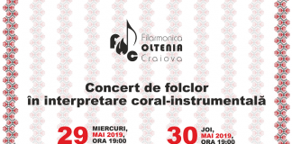 Concert de folclor în interpretare coral-instrumentală la Filarmonica OLTENIA