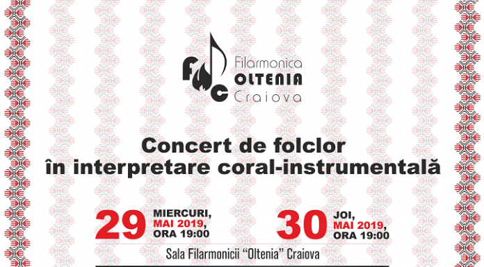 Concert de folclor în interpretare coral-instrumentală la Filarmonica OLTENIA