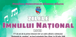Primăria Râmnicu Vâlcea marchează şi în acest an Ziua Imnului Naţional – 171 de ani de la prima intonare a cântecului ”Deşteaptă-te, române!”