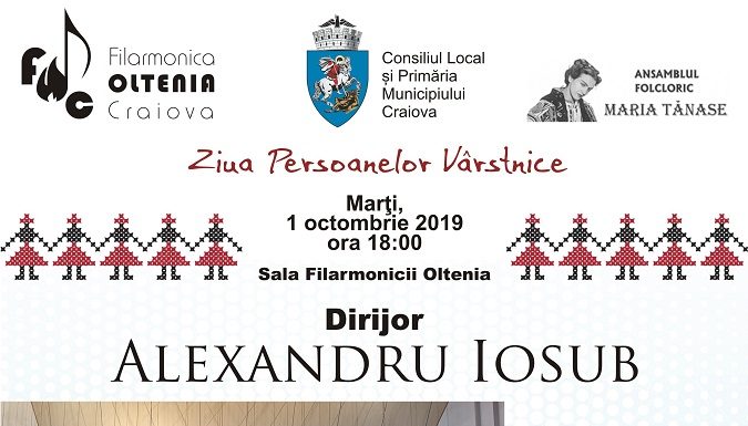 Filarmonica „Oltenia” Craiova: Concert de muzică clasică şi folclorică de Ziua Persoanelor Vârstnice