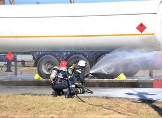Incendiu simulat la un depozit GPL din Caracal – exercițiu desfășurat pe strada Vornicu Ureche