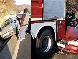 Olt: Accident rutier la Jitaru – un autoturism a lovit o mașină de pompieri oprită la un alt eveniment