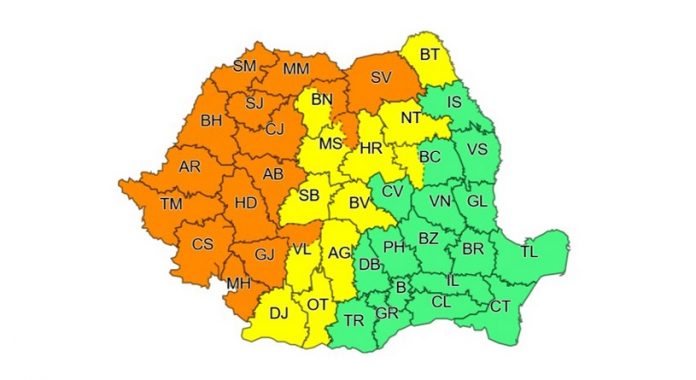 Județul Mehedinți sub avertizare meteorologică Cod Portocaliu