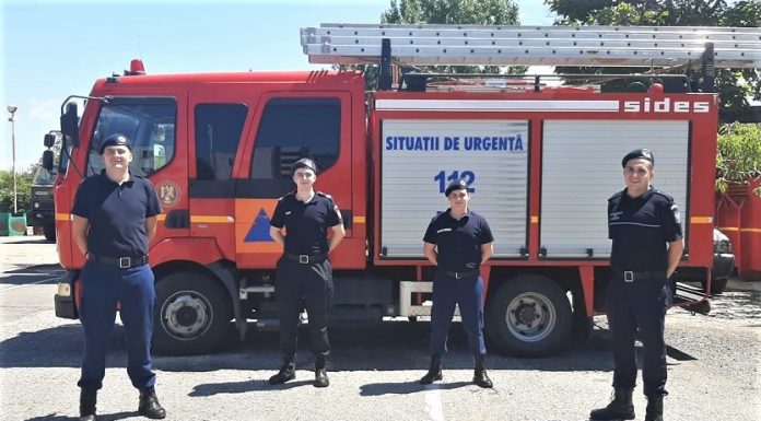 Stagiu de practică la ISU Mehedinţi pentru patru studenţi pompieri