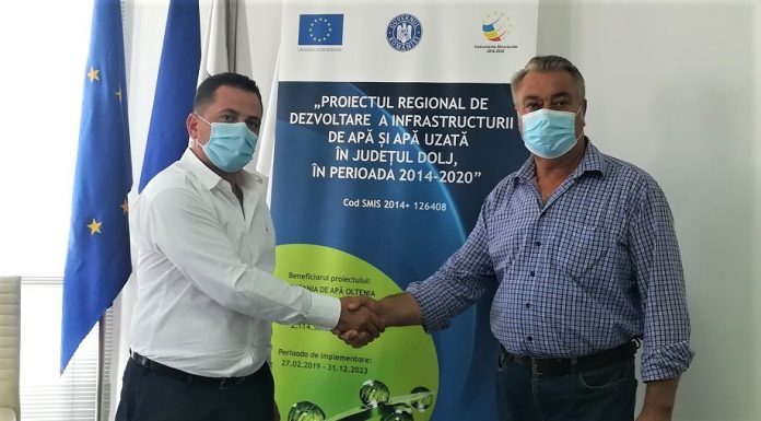 Compania de Apă Oltenia a semnat contractul pentru extinderea rețelelor de apă și canalizare în Poiana Mare și Piscu Vechi