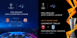CFR Cluj – Dinamo Zagreb și Lokomotivi Tibilisi – Universitatea Craiova, în direct la Digi Sport