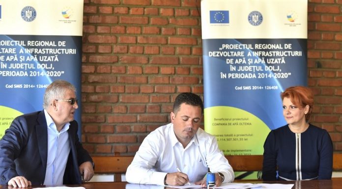 Compania de Apă Oltenia a semnat contractul pentru tronsonul IV al Firului II Isvarna – Craiova