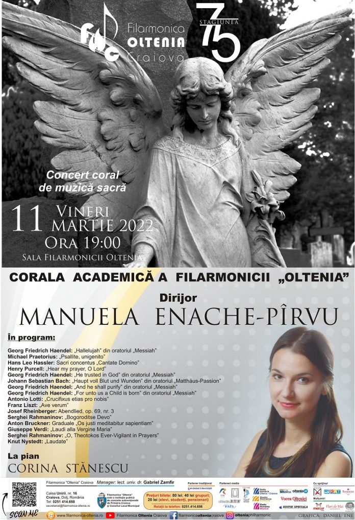 Concert de muzică sacră la Filarmonica OLTENIA, sub bagheta Manuelei Enache Pîrvu