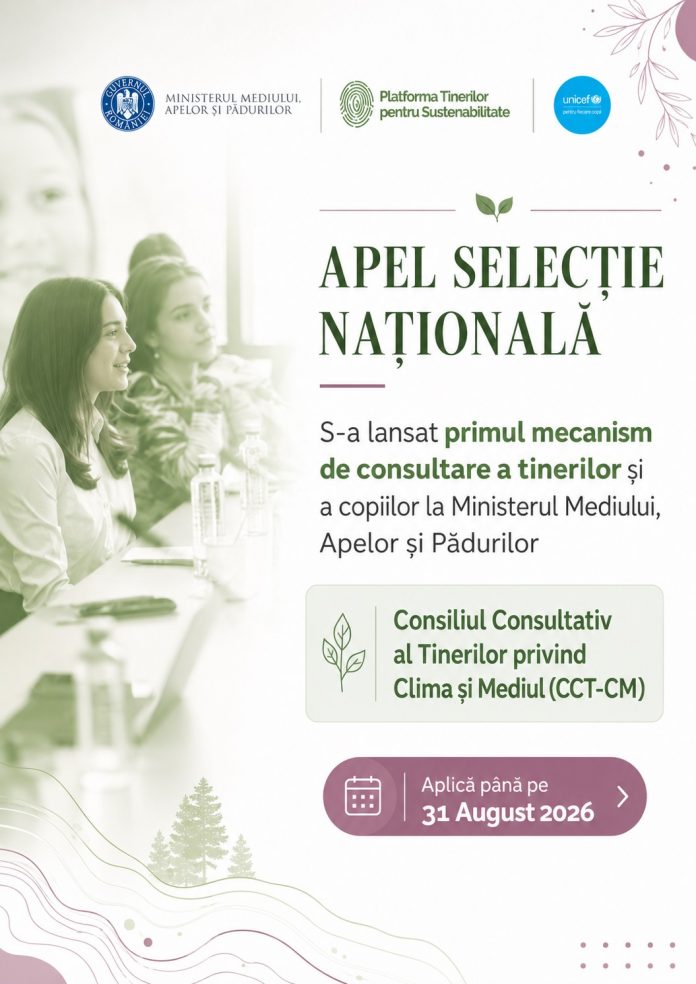 Tinerii între 14 și 35 de ani pot participa la noul Consiliu Consultativ pentru Climă și Mediu