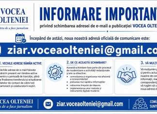 VOCEA OLTENIEI schimbă adresa de comunicare e-mail