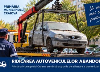 Primăria Craiova anunță ridicarea a șase autoturisme de pe domeniul public