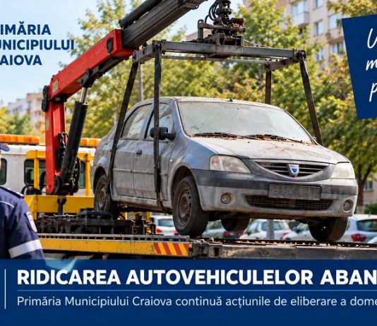 Primăria Craiova anunță ridicarea a șase autoturisme de pe domeniul public