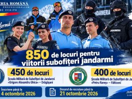 Jandarmeria Română recrutează viitori subofițeri. 850 de locuri disponibile, dintre care 450 la Drăgășani