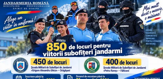 Jandarmeria Română recrutează viitori subofițeri. 850 de locuri disponibile, dintre care 450 la Drăgășani