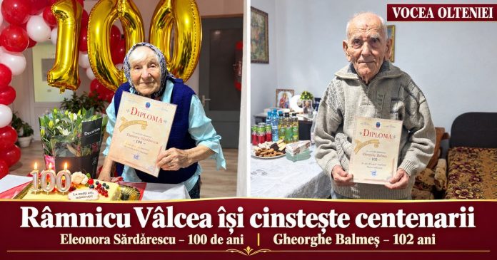 Eleonora Sărdărescu, la împlinirea vârstei de 100 de ani, și Gheorghe Balmeș, ajuns la 102 ani, au fost sărbătoriți de Primăria Municipiului Râmnicu Vâlcea