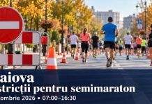 La Craiova, restricții de circulație pentru semimaraton