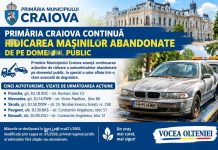 Primăria Craiova continuă ridicarea mașinilor abandonate de pe domeniul public
