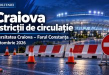Craiova, restricții de circulație pentru meciul Universitatea Craiova – FC Farul Constanța