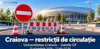 Străzi închise pentru meciul Universitatea Craiova – Getafe
