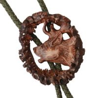 Cravata vanatoreasca din corn de cerb sculptata manual motiv cap cerb