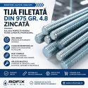 Tija Filetata DIN 975 Gr. 4.8 Zincata – Pentru Fixare si Montaj